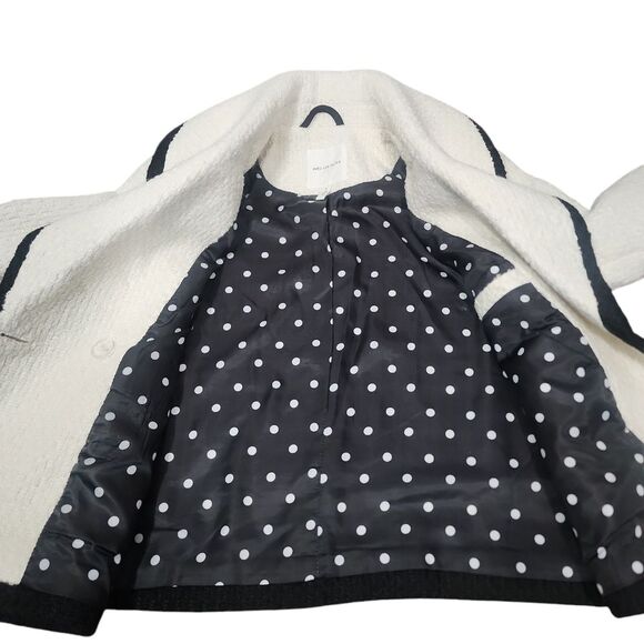 Avec Les Filles Black and White Blazer Tweed Double Breasted Tipped Jacket. M - Picture 13 of 16
